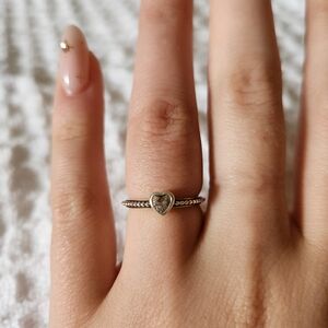 Pandora Sterling Silver Clear Heart Ring